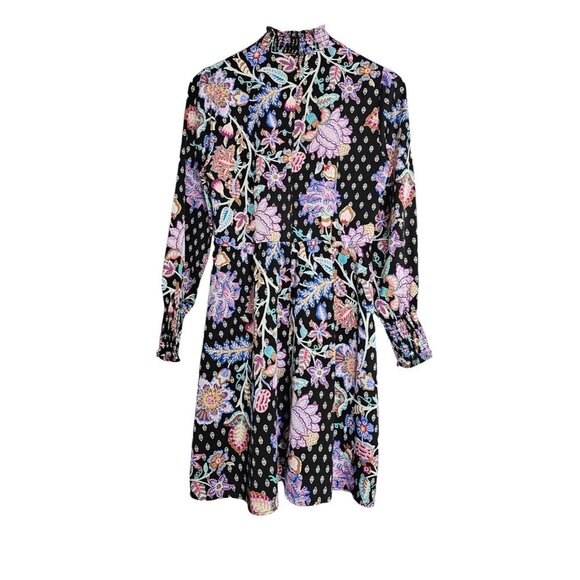 Women's - LOFT Floral Long Sleeve Mock Neck Dress, Size 6 - Picture 9 of 11